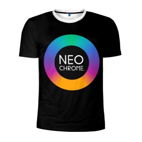 Мужская футболка 3D спортивная с принтом NEO CHROME в Петрозаводске, 100% полиэстер с улучшенными характеристиками | приталенный силуэт, круглая горловина, широкие плечи, сужается к линии бедра | контрастный | металл | радуга | радужный | цветной | яркий