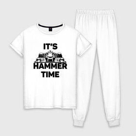 Женская пижама хлопок с принтом Its hammer time в Петрозаводске, 100% хлопок | брюки и футболка прямого кроя, без карманов, на брюках мягкая резинка на поясе и по низу штанин | hammer time | lewis hamilton | льюис хэмильтон