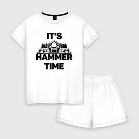 Женская пижама с шортиками хлопок с принтом Its hammer time в Петрозаводске, 100% хлопок | футболка прямого кроя, шорты свободные с широкой мягкой резинкой | hammer time | lewis hamilton | льюис хэмильтон