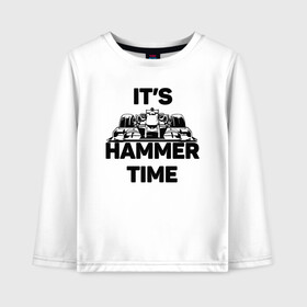 Детский лонгслив хлопок с принтом Its hammer time в Петрозаводске, 100% хлопок | круглый вырез горловины, полуприлегающий силуэт, длина до линии бедер | Тематика изображения на принте: hammer time | lewis hamilton | льюис хэмильтон