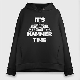 Женское худи Oversize хлопок с принтом Its hammer time в Петрозаводске, френч-терри — 70% хлопок, 30% полиэстер. Мягкий теплый начес внутри —100% хлопок | боковые карманы, эластичные манжеты и нижняя кромка, капюшон на магнитной кнопке | hammer time | lewis hamilton | льюис хэмилтон