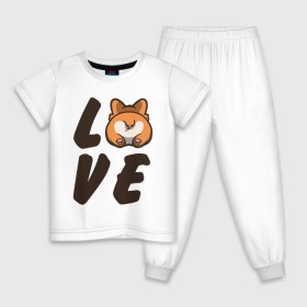 Детская пижама хлопок с принтом Love Corgi в Петрозаводске, 100% хлопок |  брюки и футболка прямого кроя, без карманов, на брюках мягкая резинка на поясе и по низу штанин
 | corgi | корги