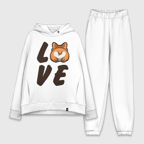 Женский костюм хлопок Oversize с принтом Love Corgi в Петрозаводске,  |  | corgi | корги