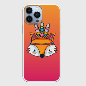 Чехол для iPhone 13 Pro Max с принтом Лиса Индеец в Петрозаводске,  |  | Тематика изображения на принте: fox | венок | животные | лиса | лисенок | лисичка | полевые цветы | полынь | рисунок | ромашки | стикер | цветы