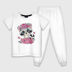 Детская пижама хлопок с принтом Милый енотик в Петрозаводске, 100% хлопок |  брюки и футболка прямого кроя, без карманов, на брюках мягкая резинка на поясе и по низу штанин
 | Тематика изображения на принте: 