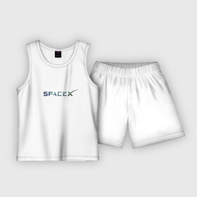Детская пижама с шортами хлопок с принтом SpaceX в Петрозаводске,  |  | space | spacex | tesla | астрономия | илон маск | космонавт | космос | прикольная надпись | спэйс икс