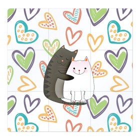 Магнитный плакат 3Х3 с принтом Сладкая парочка в Петрозаводске, Полимерный материал с магнитным слоем | 9 деталей размером 9*9 см | 14 февраля | 8 марта | валентинов день | верность | влюбленность | влюбленные | вместе навсегда | двое | девичник | девушке | кот | коты | кошка | кошки | любимая | любимый | люблю | люблю тебя | мы с то