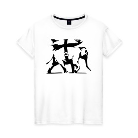 Женская футболка хлопок с принтом Слон - Banksy в Петрозаводске, 100% хлопок | прямой крой, круглый вырез горловины, длина до линии бедер, слегка спущенное плечо | 