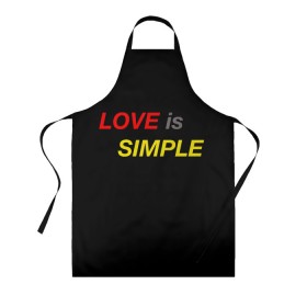 Фартук 3D с принтом LOVE IS SIMPLE в Петрозаводске, 100% полиэстер | общий размер — 65 х 85 см, ширина нагрудника — 26 см, горловина — 53 см, длина завязок — 54 см, общий обхват в поясе — 173 см. Принт на завязках и на горловине наносится с двух сторон, на основной части фартука — только с внешней стороны | simple | для него | для нее