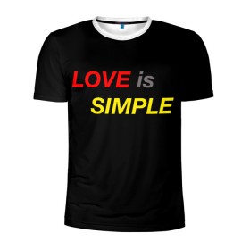 Мужская футболка 3D спортивная с принтом LOVE IS SIMPLE в Петрозаводске, 100% полиэстер с улучшенными характеристиками | приталенный силуэт, круглая горловина, широкие плечи, сужается к линии бедра | simple | для него | для нее