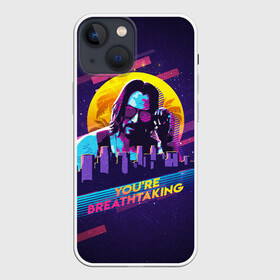 Чехол для iPhone 13 mini с принтом You Are Breathtaking в Петрозаводске,  |  | breathtaking | cyber | cyberpunk | cyberpunk2077 | keanu reeves | киану | киану ривз | киберпанк | киберпанк 2077 | ретро | ривз