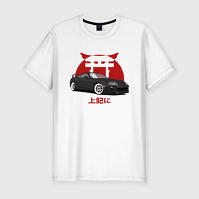 Мужская футболка хлопок Slim с принтом Toyota Supra A80 JDM в Петрозаводске, 92% хлопок, 8% лайкра | приталенный силуэт, круглый вырез ворота, длина до линии бедра, короткий рукав | Тематика изображения на принте: 