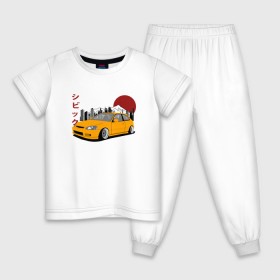 Детская пижама хлопок с принтом Honda Civic EK6 в Петрозаводске, 100% хлопок |  брюки и футболка прямого кроя, без карманов, на брюках мягкая резинка на поясе и по низу штанин
 | Тематика изображения на принте: honda civic ek6