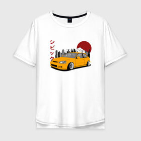 Мужская футболка хлопок Oversize с принтом Honda Civic EK6 в Петрозаводске, 100% хлопок | свободный крой, круглый ворот, “спинка” длиннее передней части | Тематика изображения на принте: honda civic ek6