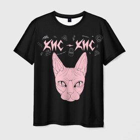 Мужская футболка 3D с принтом Кис-Кис в Петрозаводске, 100% полиэфир | прямой крой, круглый вырез горловины, длина до линии бедер | punk | punk rock | rock | алина олешева | кис | кис кис | кокос | панк | панк рок | рок | софья сомусева | хмурый