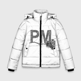 Зимняя куртка для мальчиков 3D с принтом Payton Moormeier в Петрозаводске, ткань верха — 100% полиэстер; подклад — 100% полиэстер, утеплитель — 100% полиэстер | длина ниже бедра, удлиненная спинка, воротник стойка и отстегивающийся капюшон. Есть боковые карманы с листочкой на кнопках, утяжки по низу изделия и внутренний карман на молнии. 

Предусмотрены светоотражающий принт на спинке, радужный светоотражающий элемент на пуллере молнии и на резинке для утяжки | letters p m | moormeier | payton | payton moormeier | payton moormeier мерч | pm | tiktok | буквы р м | звезда соцсетей | инициалы рм | мурмайер | мурмейер | пайтон | пайтон мурмайер | пейтон | пейтон мурмайер | пэйтон | пэйтон мурмайер