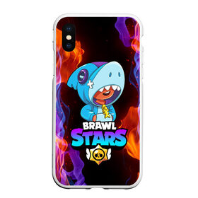 Чехол для iPhone XS Max матовый с принтом BRAWL STARS LEON SHARK в Петрозаводске, Силикон | Область печати: задняя сторона чехла, без боковых панелей | bibi | brawl stars | crow | el brown | leon | leon shark | max | sally leon | shark | stars | акула | биби | ворон | леон