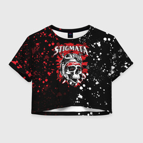 Женская футболка Crop-top 3D с принтом Stigmata в Петрозаводске, 100% полиэстер | круглая горловина, длина футболки до линии талии, рукава с отворотами | music | rock | stigmata | альтернатива | музыка | рок | стигмата | тарас уманскии