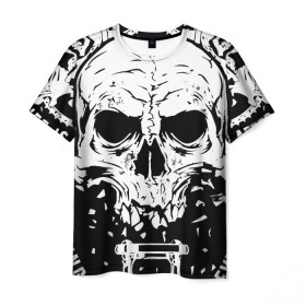 Мужская футболка 3D с принтом Череп в Петрозаводске, 100% полиэфир | прямой крой, круглый вырез горловины, длина до линии бедер | art | skeleton | skull | арт | скелет | череп