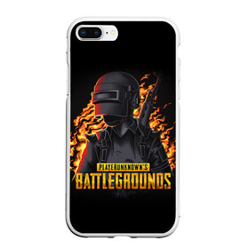 Чехол для iPhone 7Plus/8 Plus матовый с принтом PUBG в Петрозаводске, Силикон | Область печати: задняя сторона чехла, без боковых панелей | action | battle royal | bright | fire | flame | game | heat | light | play | playerunknowns battlegrounds | pubg | wildfire | winner winner chiken dinner | искры | огненный | огонь | пабг | пламя | пожар | шутер