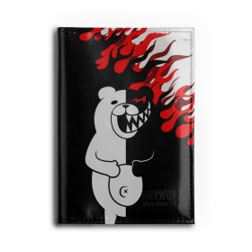 Обложка для автодокументов с принтом MONOKUMA. в Петрозаводске, натуральная кожа |  размер 19,9*13 см; внутри 4 больших “конверта” для документов и один маленький отдел — туда идеально встанут права | anime | bear | black  white | danganronpa | kurokuma | monodam | monokuma | monomi | monotaro | pink | rabbit | school | shirokuma | аниме | главарь | мoноми | монокума | черно белый | школа