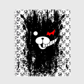 Тетрадь с принтом MONOKUMA в Петрозаводске, 100% бумага | 48 листов, плотность листов — 60 г/м2, плотность картонной обложки — 250 г/м2. Листы скреплены сбоку удобной пружинной спиралью. Уголки страниц и обложки скругленные. Цвет линий — светло-серый
 | anime | bear | black  white | danganronpa | kurokuma | monodam | monokuma | monomi | monotaro | pink | rabbit | school | shirokuma | аниме | главарь | мoноми | монокума | черно белый | школа