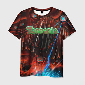 Мужская футболка 3D с принтом Terraria в Петрозаводске, 100% полиэфир | прямой крой, круглый вырез горловины, длина до линии бедер | Тематика изображения на принте: minecraft | terraria | инди игры | майнкрафт | террария