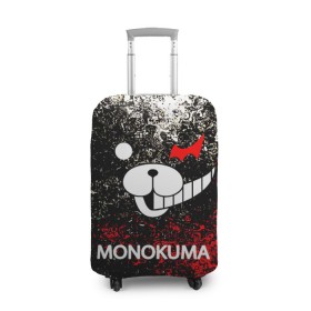 Чехол для чемодана 3D с принтом MONOKUMA. в Петрозаводске, 86% полиэфир, 14% спандекс | двустороннее нанесение принта, прорези для ручек и колес | anime | bear | black  white | danganronpa | kurokuma | monodam | monokuma | monomi | monotaro | pink | rabbit | school | shirokuma | аниме | главарь | мoноми | монокума | черно белый | школа