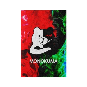 Обложка для паспорта матовая кожа с принтом MONOKUMA. в Петрозаводске, натуральная матовая кожа | размер 19,3 х 13,7 см; прозрачные пластиковые крепления | Тематика изображения на принте: anime | bear | black  white | danganronpa | kurokuma | monodam | monokuma | monomi | monotaro | pink | rabbit | school | shirokuma | аниме | главарь | мoноми | монокума | черно белый | школа