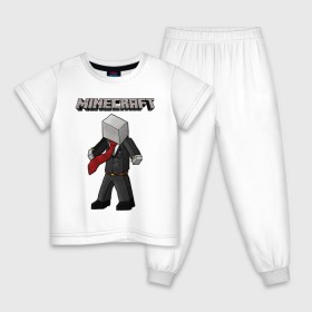 Детская пижама хлопок с принтом Слендермен - Minecraft в Петрозаводске, 100% хлопок |  брюки и футболка прямого кроя, без карманов, на брюках мягкая резинка на поясе и по низу штанин
 | 
