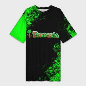 Платье-футболка 3D с принтом Terraria в Петрозаводске,  |  | action | minecraft | terraria | игра | компьютерная игра | приключение | терария | террария