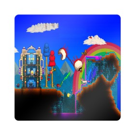 Магнит виниловый Квадрат с принтом TERRARIA GAME в Петрозаводске, полимерный материал с магнитным слоем | размер 9*9 см, закругленные углы | game | pixel | terraria | игра | пиксель | террариа