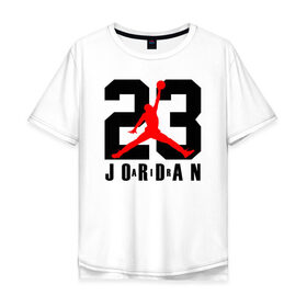 Мужская футболка хлопок Oversize с принтом MICHAEL JORDAN (23) в Петрозаводске, 100% хлопок | свободный крой, круглый ворот, “спинка” длиннее передней части | 