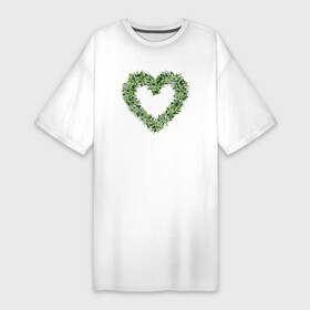 Платье-футболка хлопок с принтом Сердце из ландышей в Петрозаводске,  |  | 14 февраля | 8 марта | валентинов день | венок | весна | влюблен | влюбленность | влюбленные | вместе навсегда | девичник | девушке | день влюбленных | для жены | ла | любимая | любимый | люблю