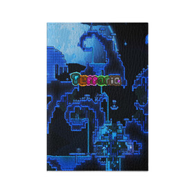 Обложка для паспорта матовая кожа с принтом Terraria в Петрозаводске, натуральная матовая кожа | размер 19,3 х 13,7 см; прозрачные пластиковые крепления | Тематика изображения на принте: game | pixel | terraria | игра | пиксель | террариа