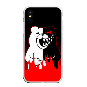 Чехол для iPhone XS Max матовый с принтом MONOKUMA в Петрозаводске, Силикон | Область печати: задняя сторона чехла, без боковых панелей | Тематика изображения на принте: anime | bear | black  white | danganronpa | kurokuma | monodam | monokuma | monomi | monotaro | rabbit | school | shirokuma | аниме | главарь | мoноми | монокума | черно белый | школа