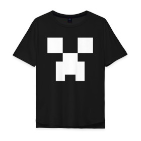 Мужская футболка хлопок Oversize с принтом MINECRAFT CREEPER в Петрозаводске, 100% хлопок | свободный крой, круглый ворот, “спинка” длиннее передней части | block | creeper | cube | minecraft | pixel | блок | геометрия | крафт | крипер | кубики | майнкрафт | пиксели