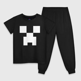 Детская пижама хлопок с принтом MINECRAFT CREEPER в Петрозаводске, 100% хлопок |  брюки и футболка прямого кроя, без карманов, на брюках мягкая резинка на поясе и по низу штанин
 | block | creeper | cube | minecraft | pixel | блок | геометрия | крафт | крипер | кубики | майнкрафт | пиксели