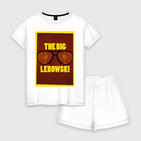 Женская пижама с шортиками хлопок с принтом The Big Lebowski в Петрозаводске, 100% хлопок | футболка прямого кроя, шорты свободные с широкой мягкой резинкой | the big lebowski | большой лебовски | кино | персонаж | чувак