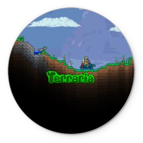 Коврик для мышки круглый с принтом terraria game в Петрозаводске, резина и полиэстер | круглая форма, изображение наносится на всю лицевую часть | game | pixel | terraria | игра | пиксель | террариа