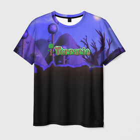 Мужская футболка 3D с принтом TERRARIA в Петрозаводске, 100% полиэфир | прямой крой, круглый вырез горловины, длина до линии бедер | Тематика изображения на принте: game | pixel | terraria | игра | пиксель | террариа