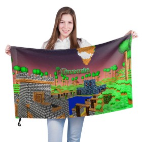 Флаг 3D с принтом terraria в Петрозаводске, 100% полиэстер | плотность ткани — 95 г/м2, размер — 67 х 109 см. Принт наносится с одной стороны | game | pixel | terraria | игра | пиксель | террариа