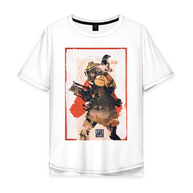 Мужская футболка хлопок Oversize с принтом Apex Legends Bloodhound в Петрозаводске, 100% хлопок | свободный крой, круглый ворот, “спинка” длиннее передней части | apex legends | bloodhound | game | игры | королевская битва