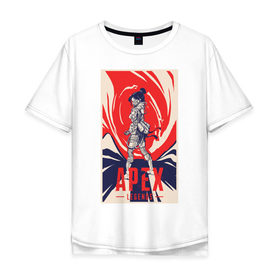 Мужская футболка хлопок Oversize с принтом Apex Legends Wraith в Петрозаводске, 100% хлопок | свободный крой, круглый ворот, “спинка” длиннее передней части | apex legends | game | wraith | игры | королевская битва