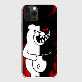 Чехол для iPhone 12 Pro с принтом MONOKUMA с пупком горит в палмени в Петрозаводске, силикон | область печати: задняя сторона чехла, без боковых панелей | anime | bear | black  white | danganronpa | kurokuma | monodam | monokuma | monomi | monotaro | rabbit | school | shirokuma | аниме | главарь | мoноми | монокума | черно белый | школа