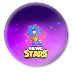 Значок с принтом Brawl Stars. El Brown в Петрозаводске,  металл | круглая форма, металлическая застежка в виде булавки | bo | brawl | brock | bull | colt | dynamike | elprimo | jessie | leon | moba | nita | shelly | stars | бо | брок | булл | джесси | динамайк | кольт | леон | нита | шелли | эльпримо