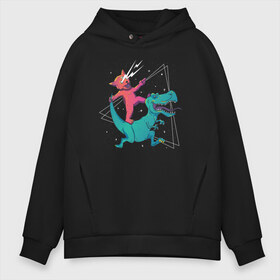 Мужское худи Oversize хлопок с принтом Trippy Cat riding Dino в Петрозаводске, френч-терри — 70% хлопок, 30% полиэстер. Мягкий теплый начес внутри —100% хлопок | боковые карманы, эластичные манжеты и нижняя кромка, капюшон на магнитной кнопке | Тематика изображения на принте: cat | dino | dinosaur | t rex | trex | trippy | дино | динозавр | кот | котики | кошка | кошки