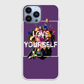 Чехол для iPhone 13 Pro Max с принтом Love Yourself в Петрозаводске,  |  | Тематика изображения на принте: bangtan | bighit | boy | fake love | j hope | jimin | jin | jungkook | korea | kpop | live | luv | mic drop | rm | suga | v | with | бтс | кей | поп