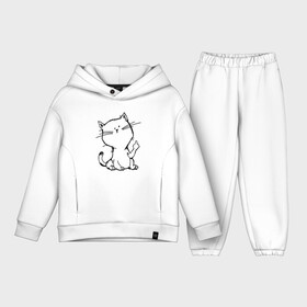 Детский костюм хлопок Oversize с принтом Кошечка в Петрозаводске,  |  | animal | cat | cute | kitty | meow | друг | животные | киска | китти | кот | котенок | котик | кошечка | кошка | лев | леопард | милый | мур | мяу | пантера | питомец | рысь | тигр | улыбка