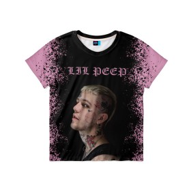 Детская футболка 3D с принтом LiL PEEP в Петрозаводске, 100% гипоаллергенный полиэфир | прямой крой, круглый вырез горловины, длина до линии бедер, чуть спущенное плечо, ткань немного тянется | Тематика изображения на принте: lil peep | lil prince | pink | зарубежная музыка | лил пип | маленький принц